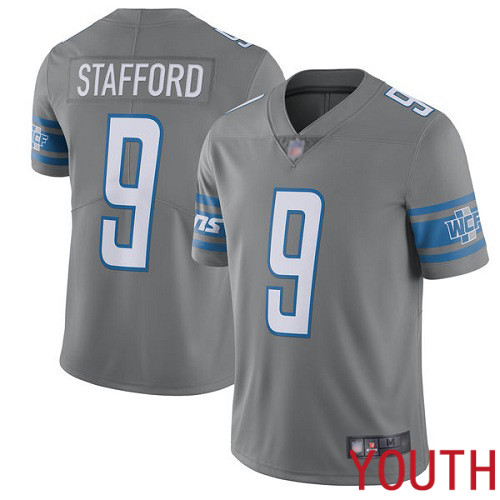 Detroit Lions Limited Steel Youth Matthew Stafford Jersey NFL Football #9 Rush Vapor Untouchable